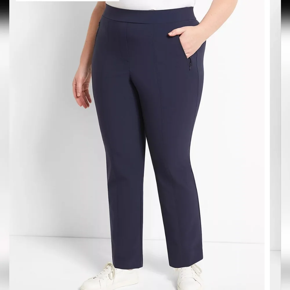 Lane Bryant Nylon Blend Wear Everywhere Straight Leg Pants Side Zip Pockets 14 - Picture 12 of 13